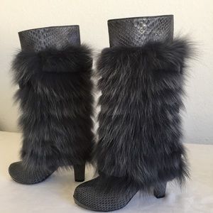 DEVI KROELL Python Fox Fur Boots